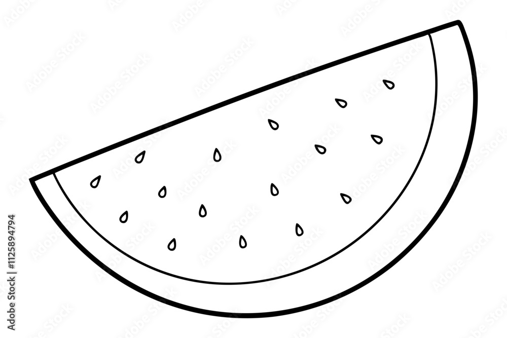 A watermelon radish slice line art illustration A watermelon radish slice line art illustration