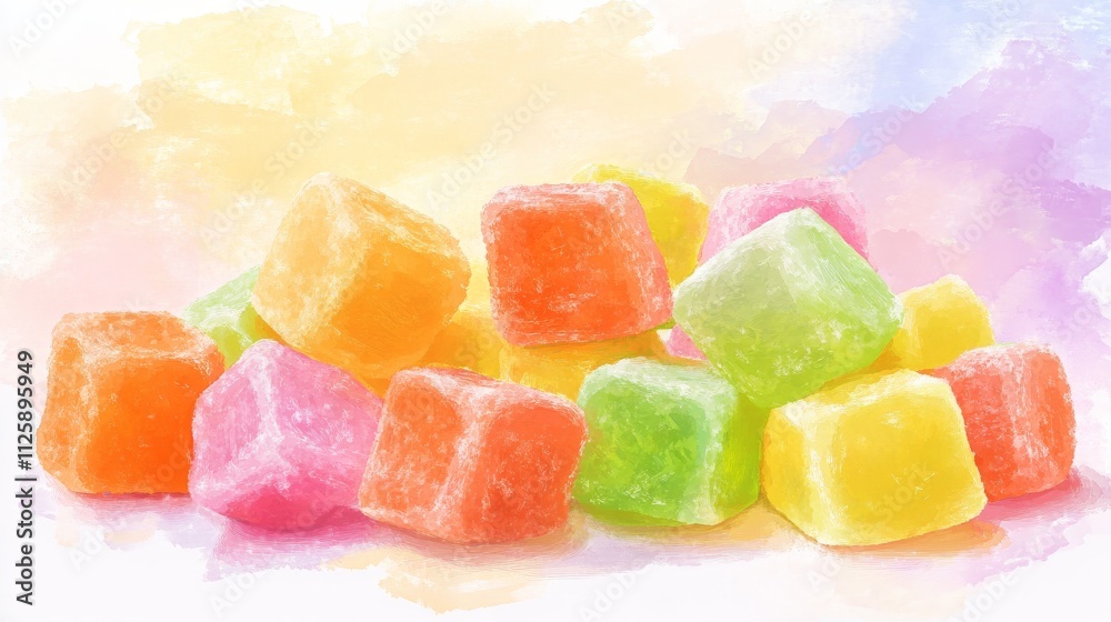 Bright and Playful Gummies on a Colorful Backdrop Bright and Playful Gummies on a Colorful Backdrop