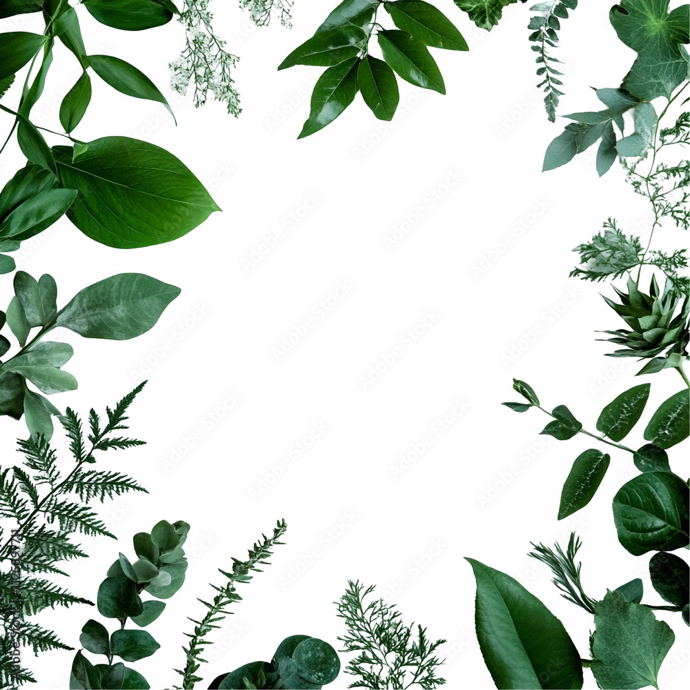 Lush Green Botanical Frame: A Dark Background Lush Green Botanical Frame: A Dark Background