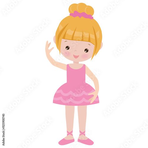 Cute little ballerina girl  vector cartoon flat style illustration