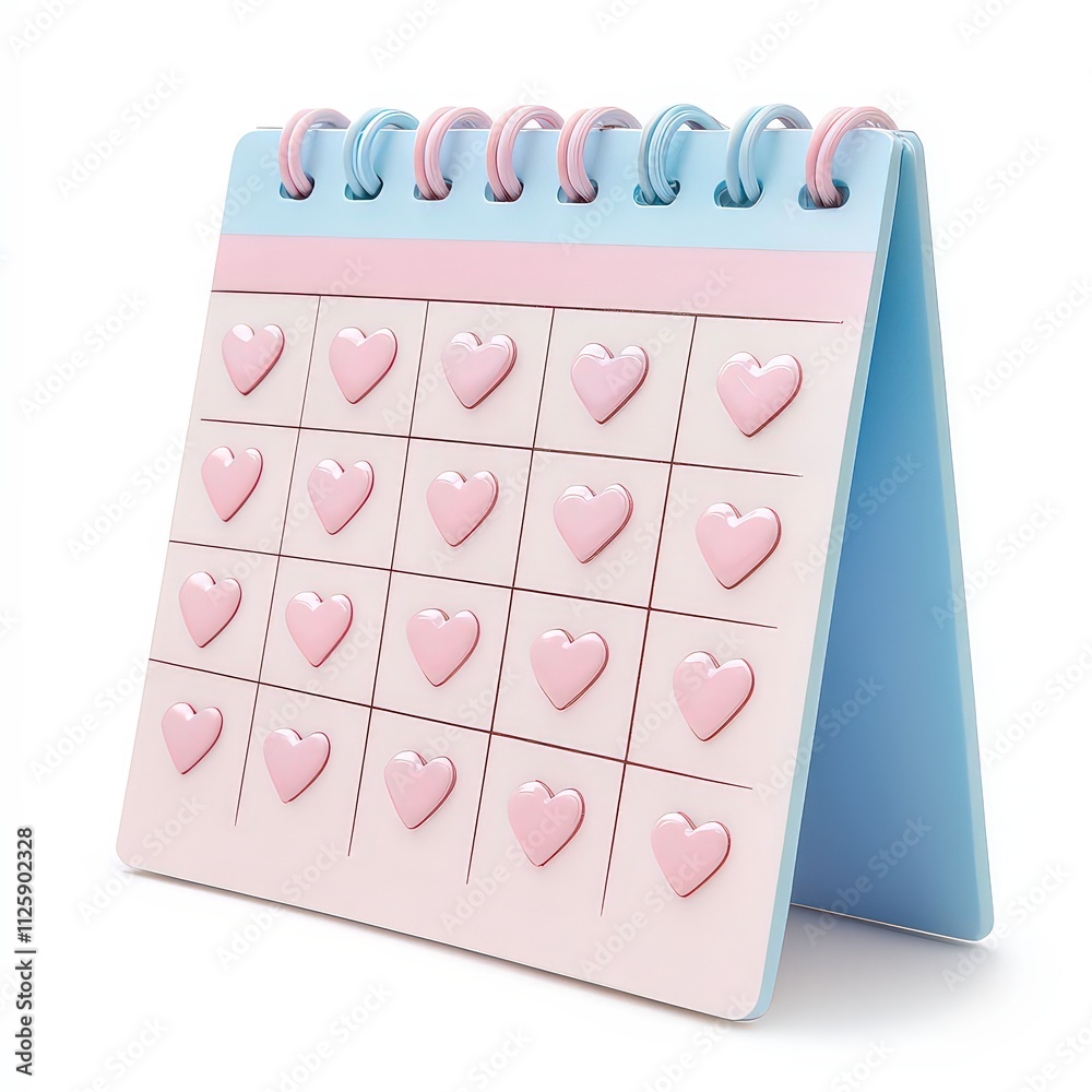 Valentine's Day Pastel Stationery Lifestyle Heart Motif Calendar in Pink and Blue Office Setting Valentine's Day Pastel Stationery Lifestyle Heart Motif Calendar in Pink and Blue Office Setting