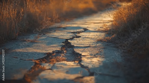 Weathered Asphalt Pathway in Abandoned Setting