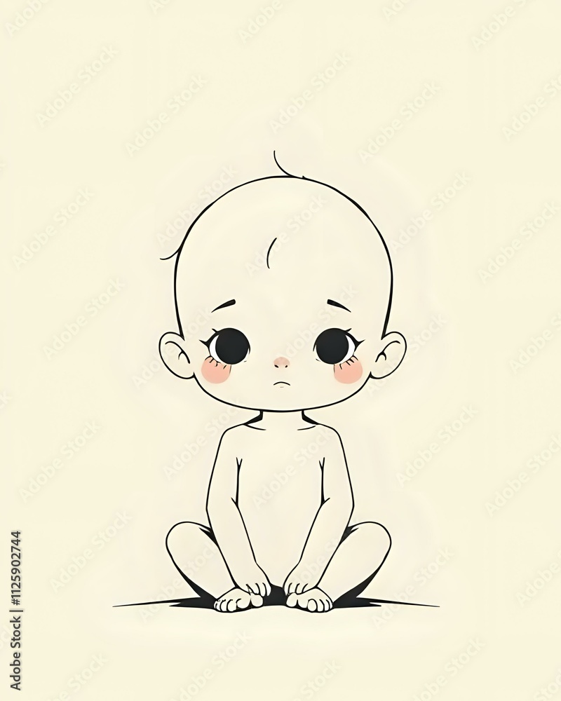 Obraz premium dessin d'un petit bébé assis