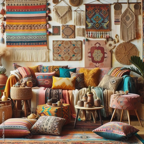 87 A vibrant mix of patterns textures and colors with an eclecti photo