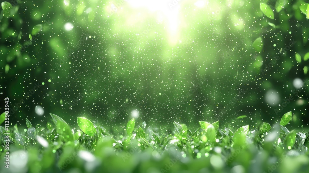 Lush green foliage with sunlight and falling leaves. Lush green foliage with sunlight and falling leaves.