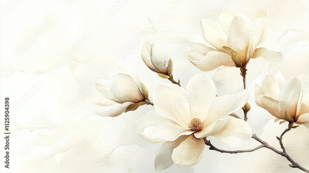 Watercolor Magnolia Flowers Watercolor Magnolia Flowers