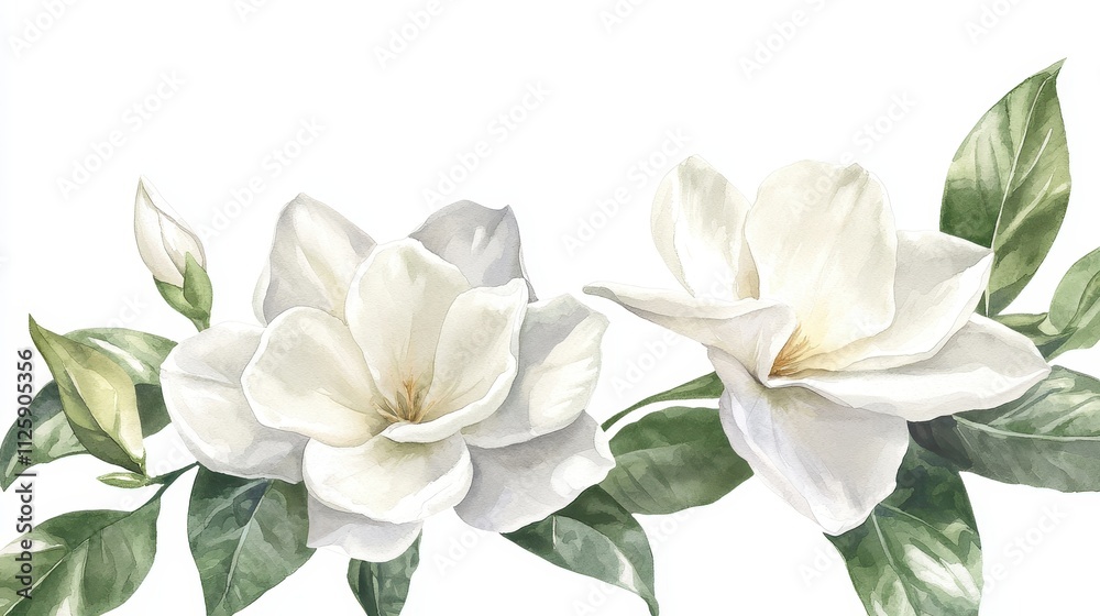 Fototapeta premium Watercolor Gardenia Flowers