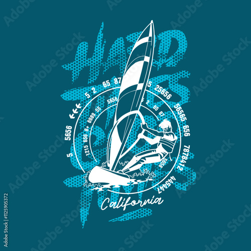Kite surfing Freestyle Sport, Vector Graphic Illustration