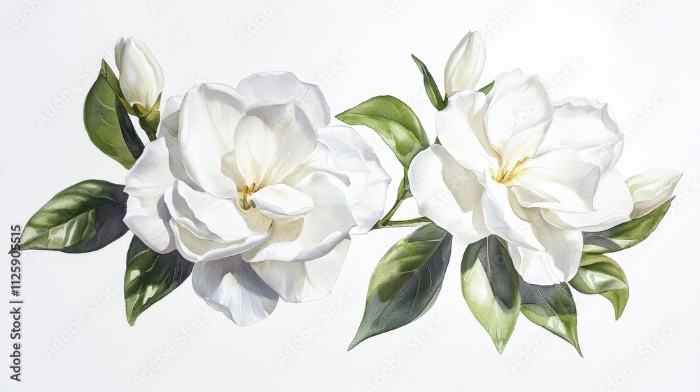 Obraz premium Watercolor Gardenia Flowers