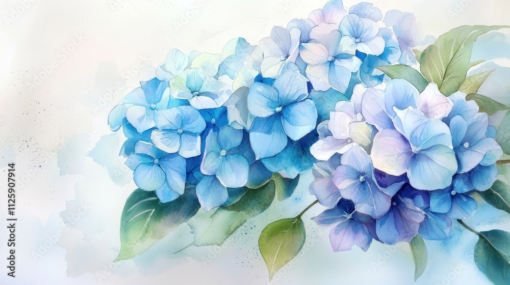 Watercolor Hydrangea Bunch Watercolor Hydrangea Bunch