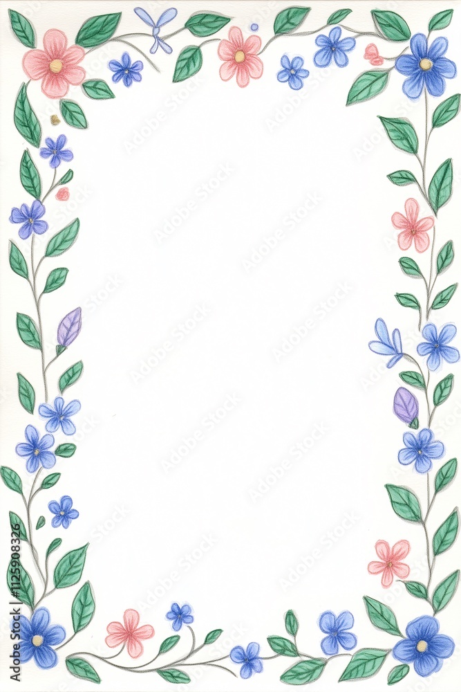 A whimsical and charming flower border design for a personalized invitation A whimsical and charming flower border design for a personalized invitation