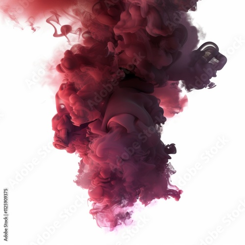 A vibrant smoke plume, maroon and burgundy
