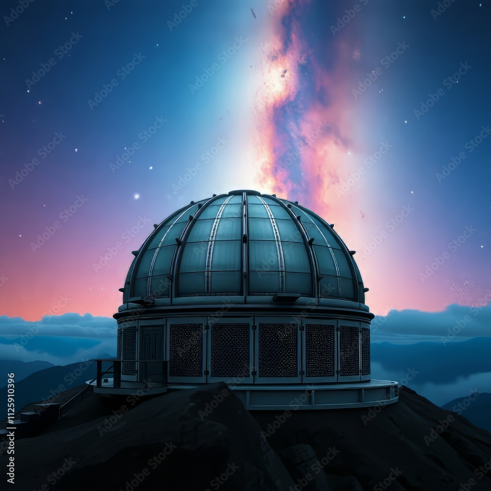 Obraz premium Night sky artistry, AI-generated from a mountain observatory.