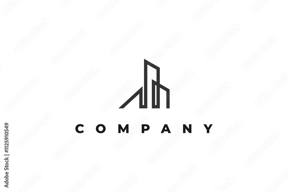 modern logo with letter a and building modern logo with letter a and building