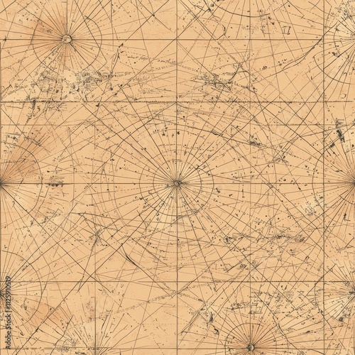 Antique Nautical Chart Seamless Pattern