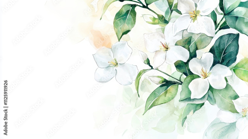 Fototapeta premium Watercolor Jasmine Flowers