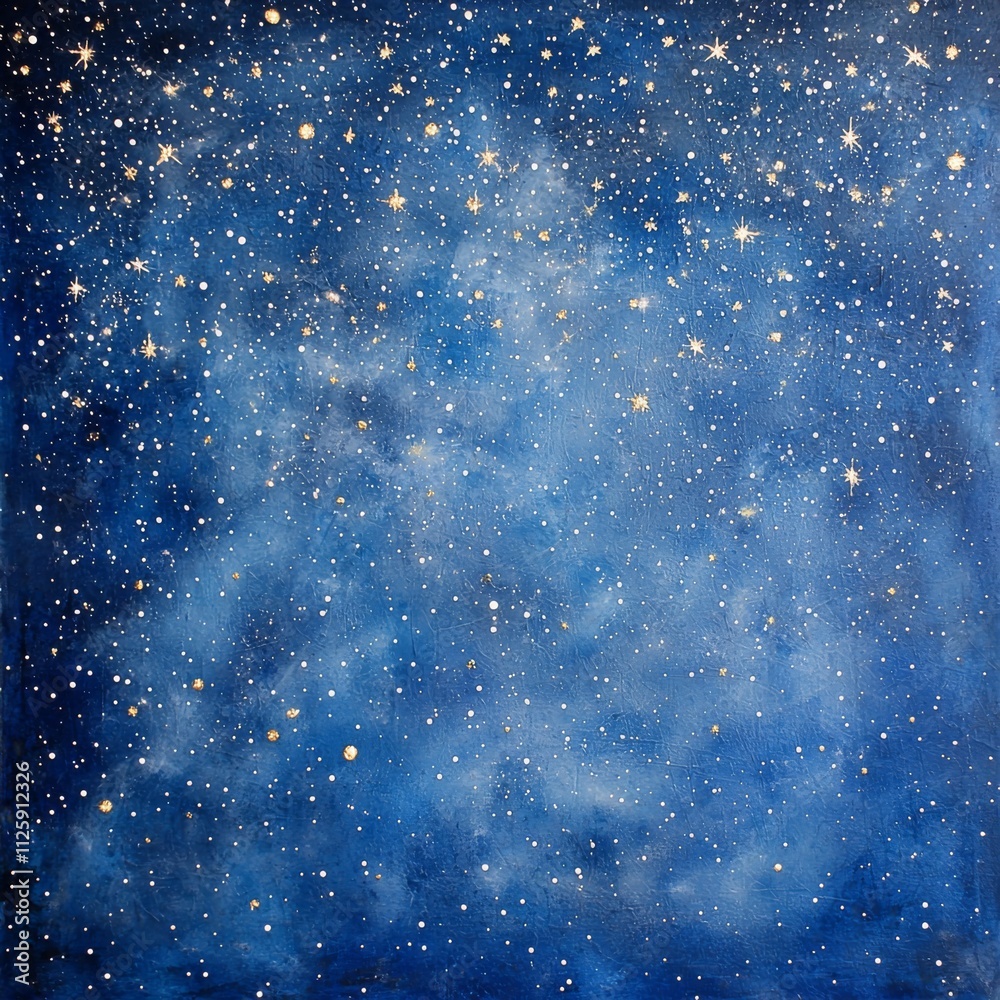 Obraz premium Celestial Night Sky with Golden Stars and Nebula