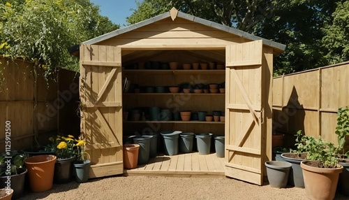utility room with tools for gardening