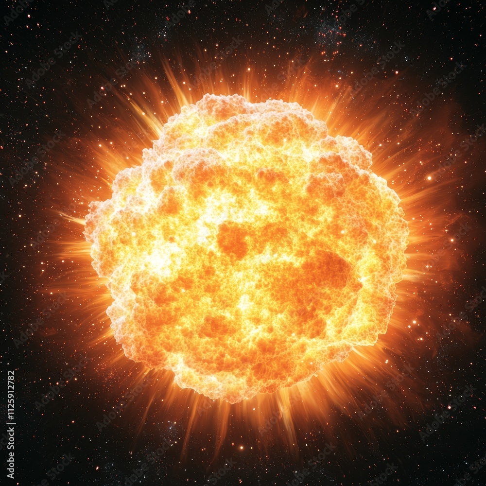 Fototapeta premium Cosmic Explosion Fiery Stellar Burst in Space