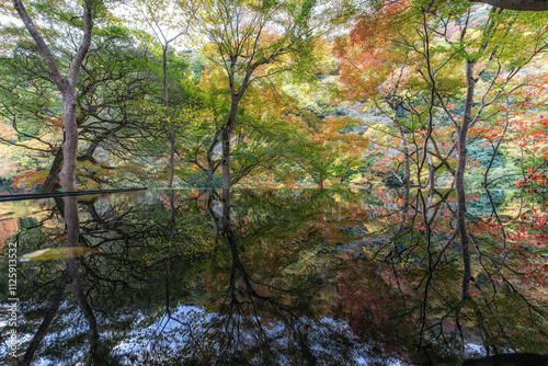 Arashiyama yusaitei reflecting pond