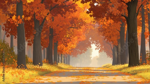 Serene Autumn Trees in Morning Light