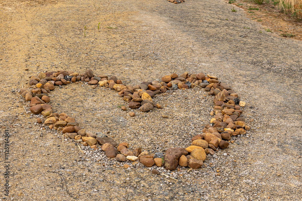 Hearts made of stones on the Camino de Santiago