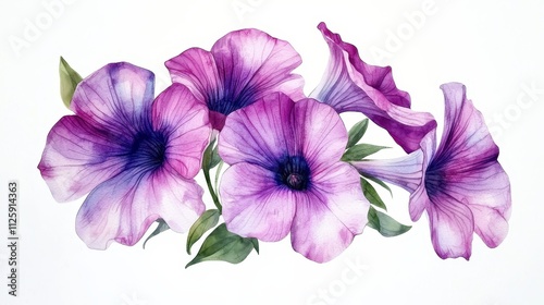 Watercolor Petunia Bunch
