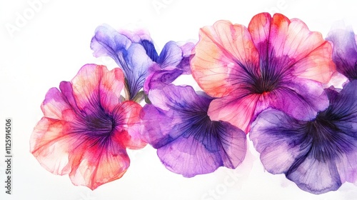 Watercolor Petunia Bunch