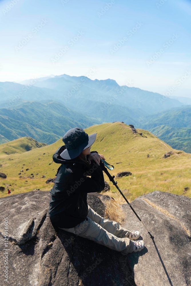 Hiker asian backpack walking trail activity camping outdoors and People exploring forest green natural capturing beauty nature outdoor. Hiker asian backpack walking trail activity camping outdoors and People exploring forest green natural capturing beauty nature outdoor.