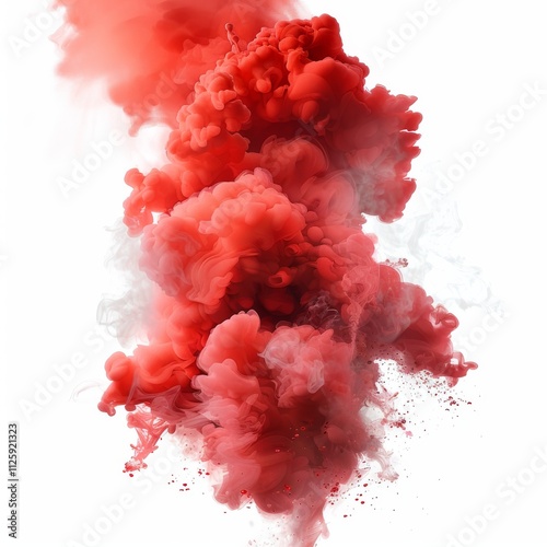 A vivid smoke eruption, crimson and scarlet