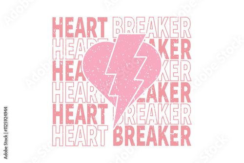 Retro Valentine's Day Heart Breaker EPS T-shirt Design