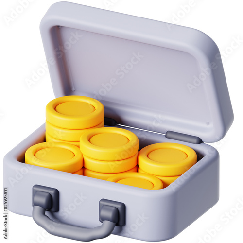 Briefcase Coins 3D Icon