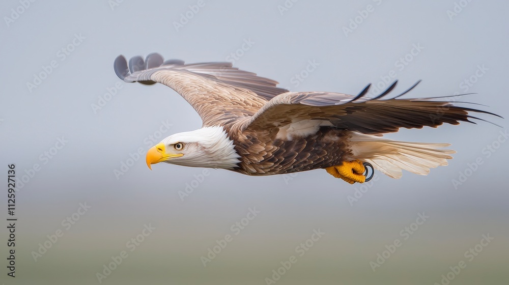 Obraz premium Majestic Bald Eagle in Flight Golden Hour Wildlife Photography