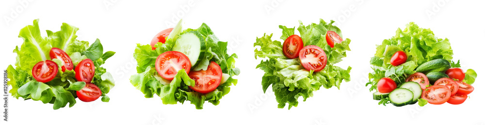 Set of Fresh salad ingredients on transparency background healthy food greenery close-up nutrition concept Set of Fresh salad ingredients on transparency background healthy food greenery close-up nutrition concept