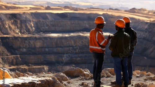 Miners Discussing Sustainability at a Mining Site