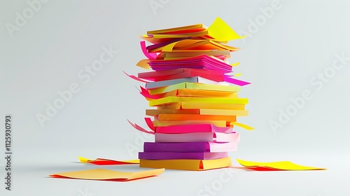 A stack of colorful sticky notes, isolated on a white background.