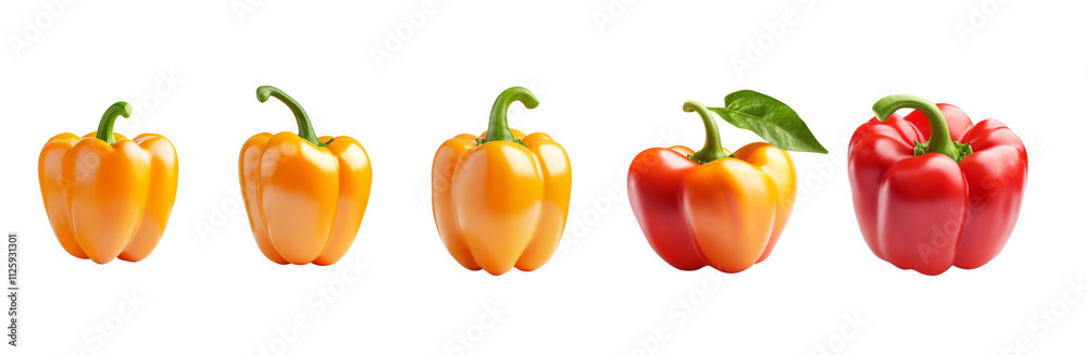 Set of Colorful bell peppers on a transparency background fresh produce display culinary concept