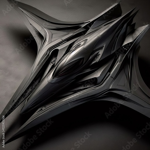 Zorvath A dark mysterious flying machine with a sleek aerodynami