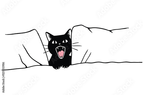 YAWNING BLACK CAT A