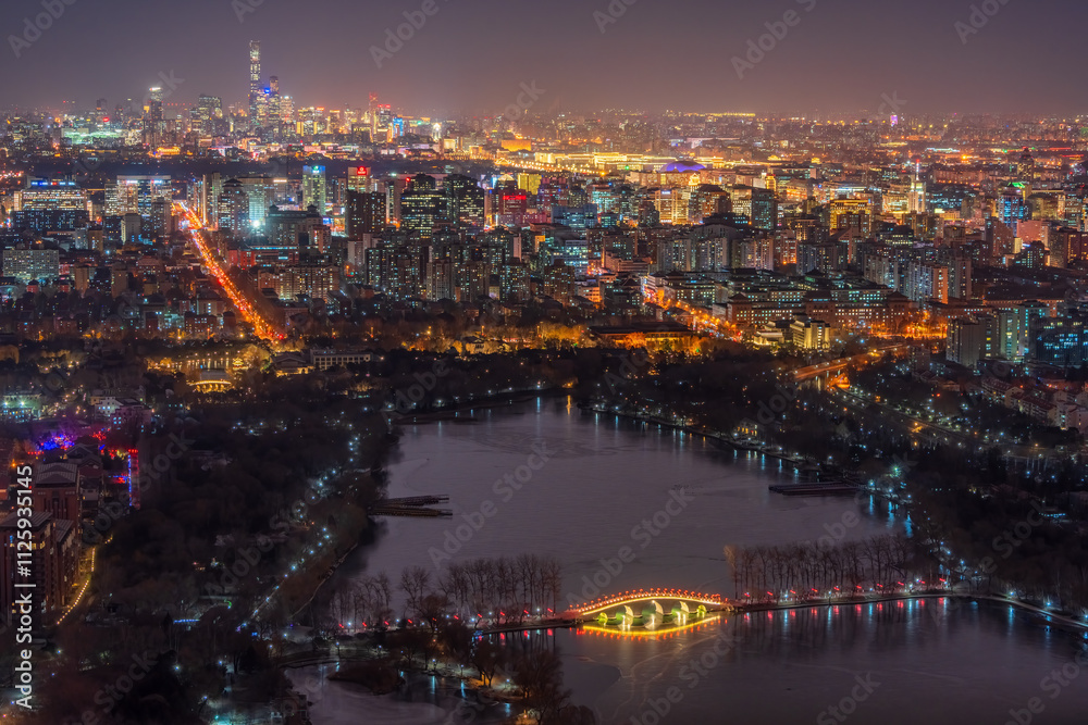Overlooking Beijing city night view from CCTV tower Overlooking Beijing city night view from CCTV tower