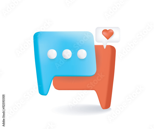 Bubbles chat icon concept 3d illustration vector
