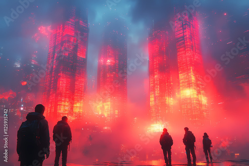 Standing in the city, a group of young people gazed at the towering skyscrapers made completely from data and code.