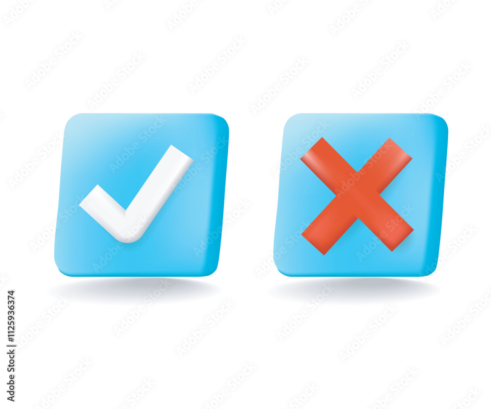 Check mark icon button concept 3d vector Check mark icon button concept 3d vector