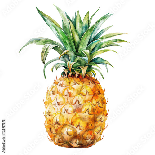 Vibrant Golden Pineapple A Juicy Delight with Lush Green Leaves, Perfectly Ripe for Culinary Adventures or Tropical Inspirations