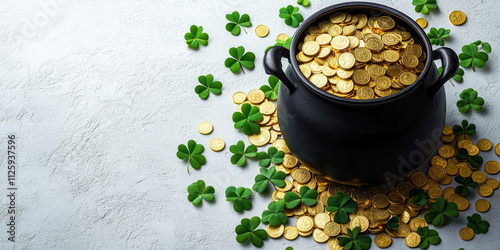 Pot of Gold with Shamrocks for St. Patrick's Day