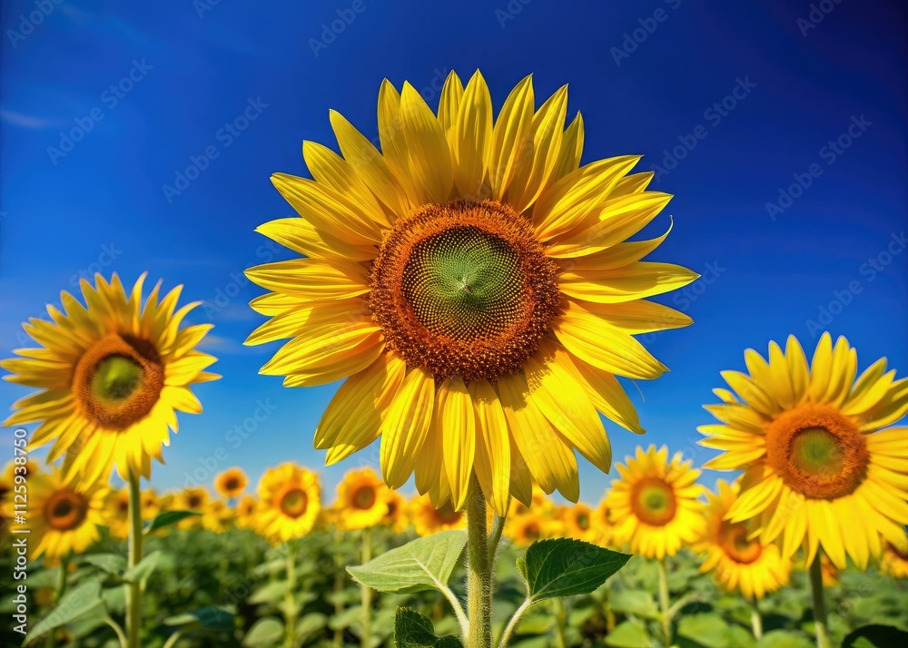 Minimalist Sunflowers, Bright Sky, Summer Bloom, Yellow Flower Photography Minimalist Sunflowers, Bright Sky, Summer Bloom, Yellow Flower Photography