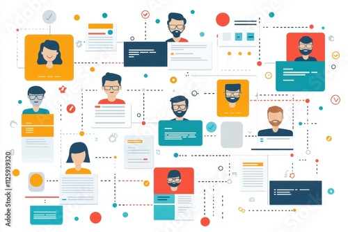 Wallpaper Mural Abstract illustration of profiles and data connections in a digital environment. Torontodigital.ca