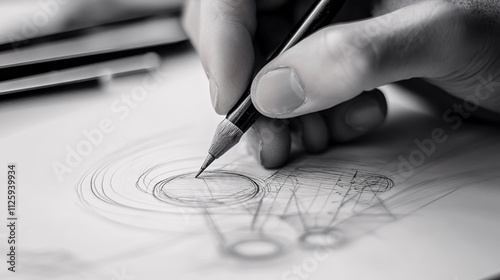 A graphic designer sketching logo designs.
