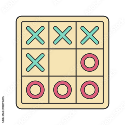Tic Tac Toe Board Icon Illustration with bright color palette in flat design style. Perfect for game themed designs and projects.
