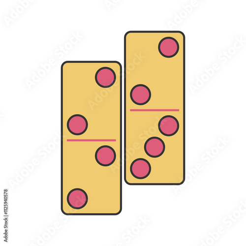 Domino Tiles Icon Illustration with bright color palette in flat design style. Perfect for game themed designs and projects.
